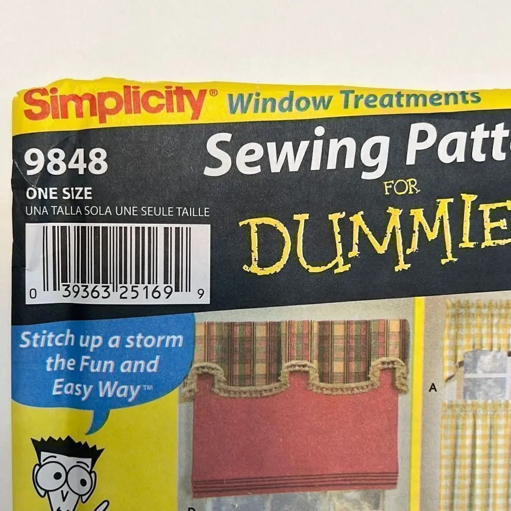 SIMPLICITY‎ Window Treatments Sewing Patterns For DUMMIES 9848 One Sz Curtains